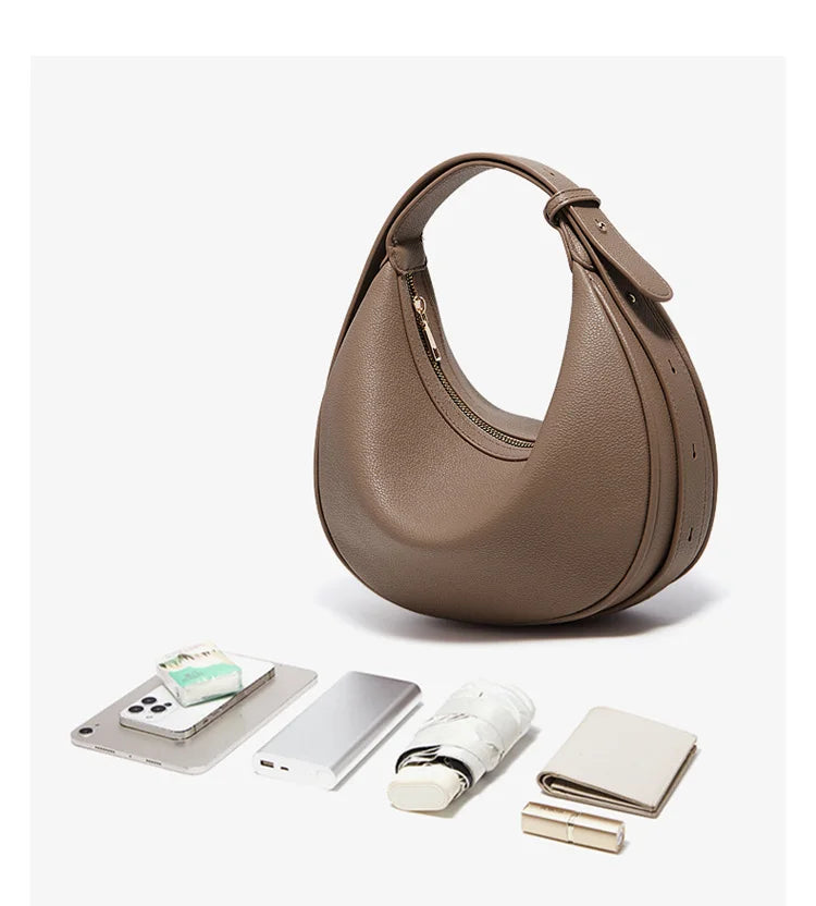 Bolsa – Modelo Meia-Lua, Estilo Crossbody, Elegante