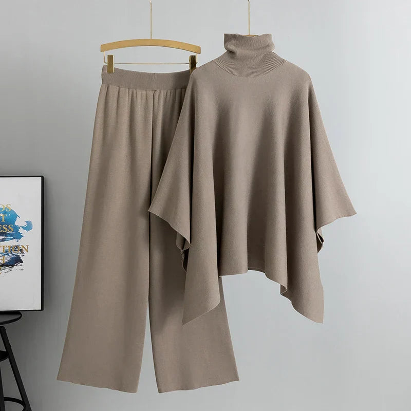 Conjunto Feminino Casual Elegante – Camisa Estilo Hepburn com Cardigan e Calça