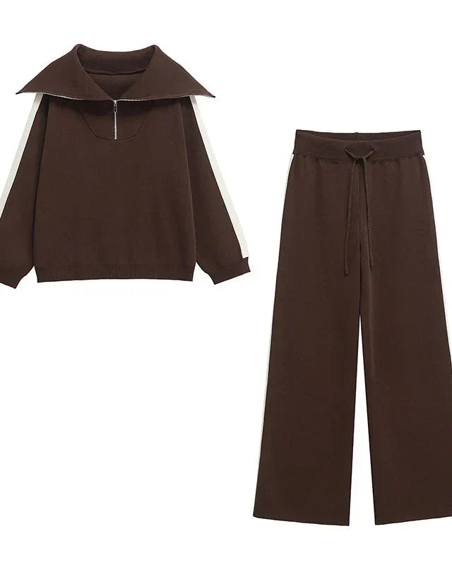 Conjunto Moletom Pulôver e Calça Cintura Alta com Elastano, Estilo Vintage