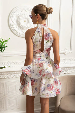 Conjunto – Top Estampado Sem Mangas  + Saia Curta Plissada de Cintura Alta